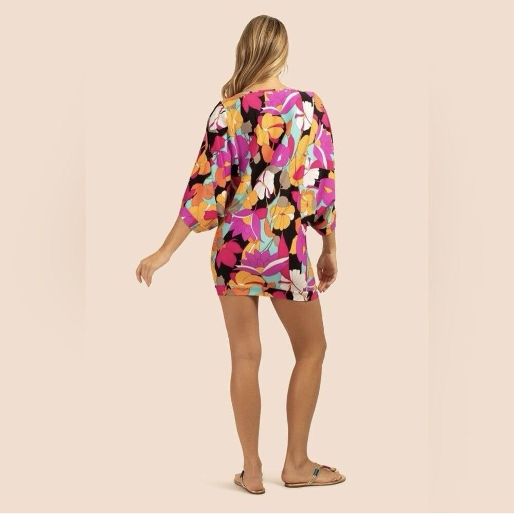 TRINA TURK Gemini Floral Swim Cover Up Tunic Dress Size Small Bright Tropical - Picture 8 of 13